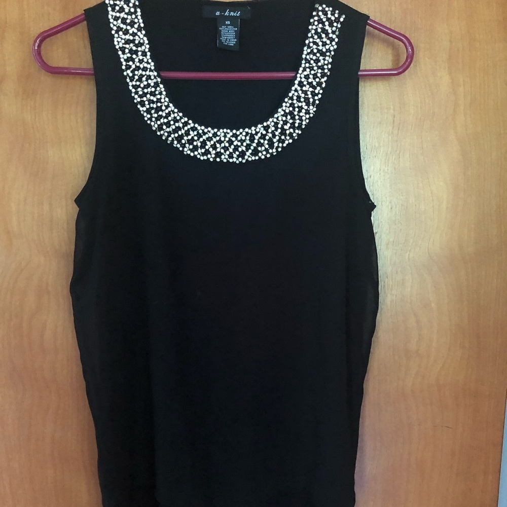 Beautiful black jersey with rhinestone neckline